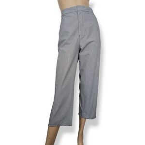 Sibel Saral Black & White (Gray) Houndstooth Raw Hem Cropped Pants Size Large